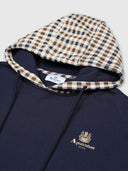 Aquascutum Active Club Check Hoodie Fleece Navy from Saxumo.com