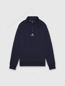 Aquascutum Active Centered Logo Quarter Zip Fleece Navy from Saxumo.com