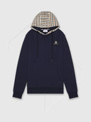 Aquascutum Active Club Check Hoodie Fleece Navy from Saxumo.com