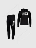 Nike Fleece Sportswear Tracksuit Set Black/White from Saxumo