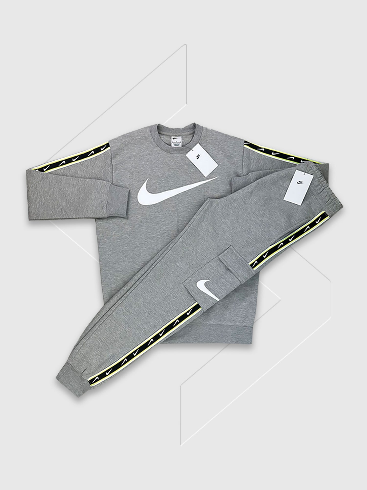 Nike Sportwear Crew Neck Air Tracksuit Set Grey/ Volt from