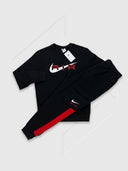 Nike Swoosh Air Crew Neck Tracksuit Set Black/Red from Saxumo