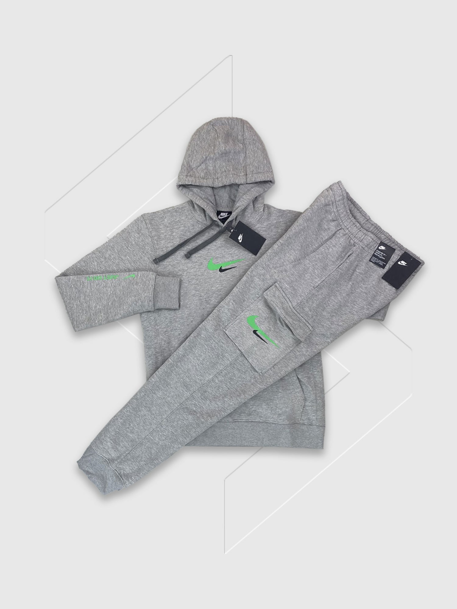 Nike Swoosh Just Do It Tracksuit Set Grey from Saxumo