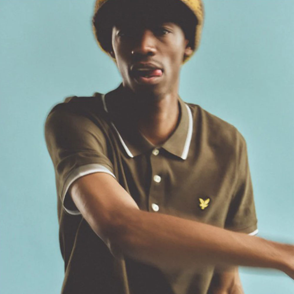 Lyle and scott polo brown and white