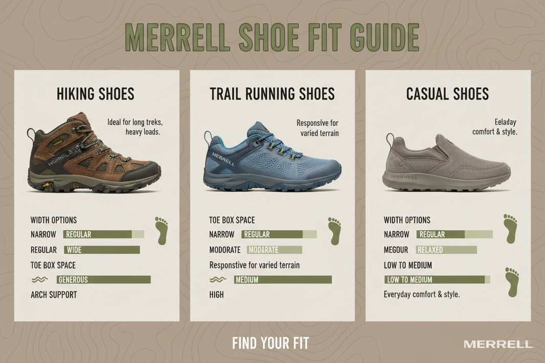 Merrell Fit Comparison for Hiking, Trail and Casual Shoes