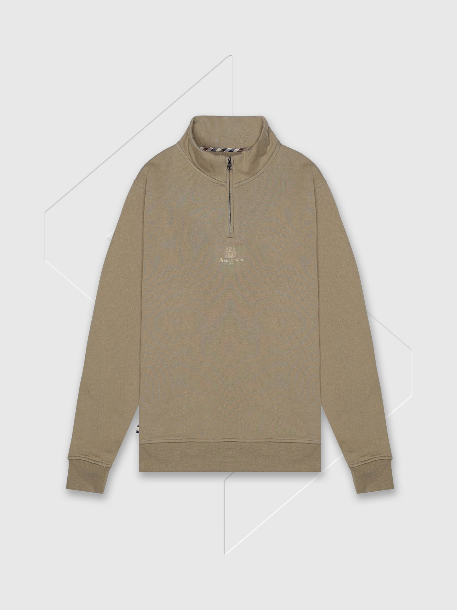 Aquascutum Active Centered Logo Quarter Zip Fleece Khaki from Saxumo.com
