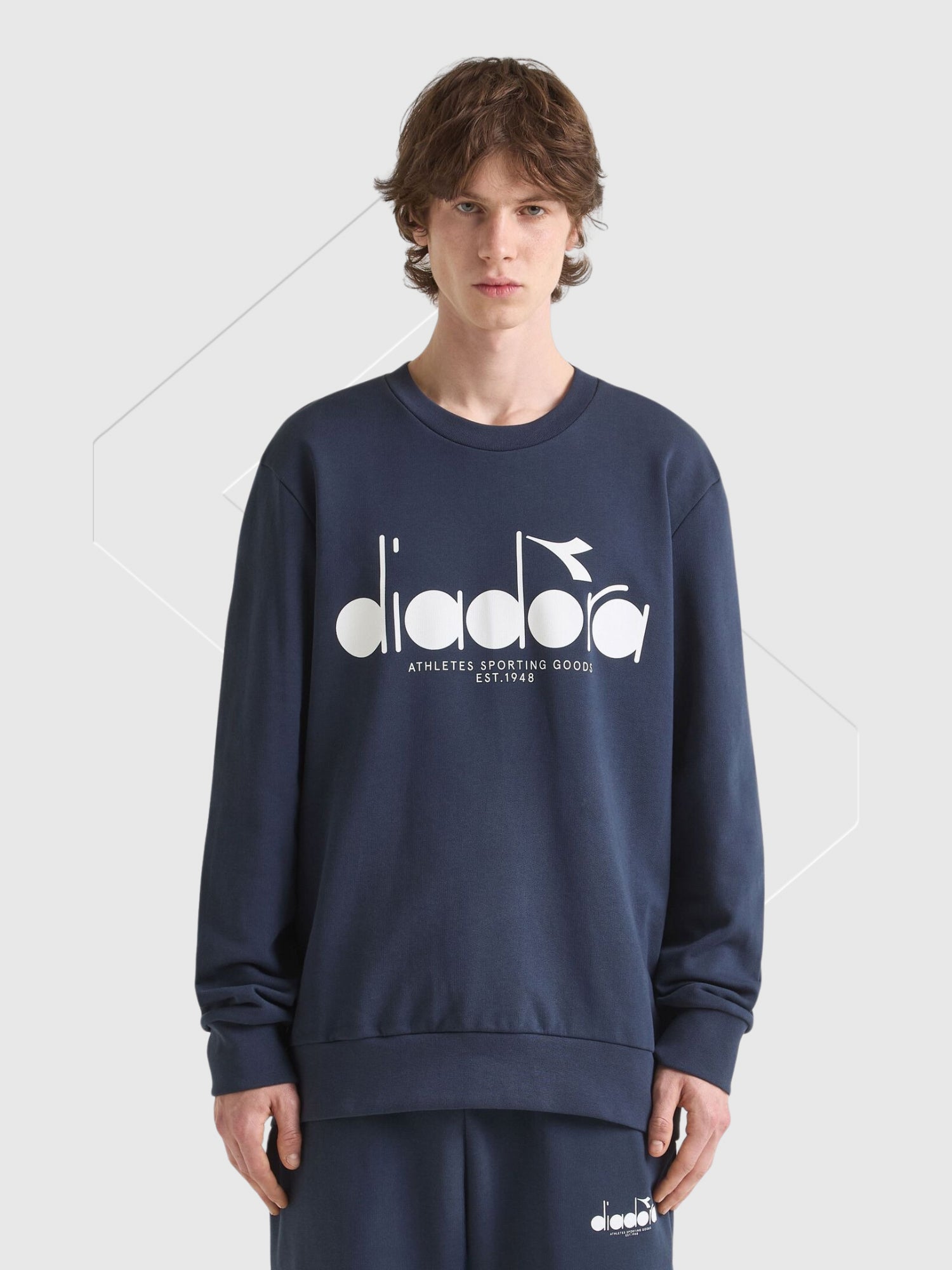 Diadora Sweatshirt Crew Logo Blue Denim from Saxumo.com