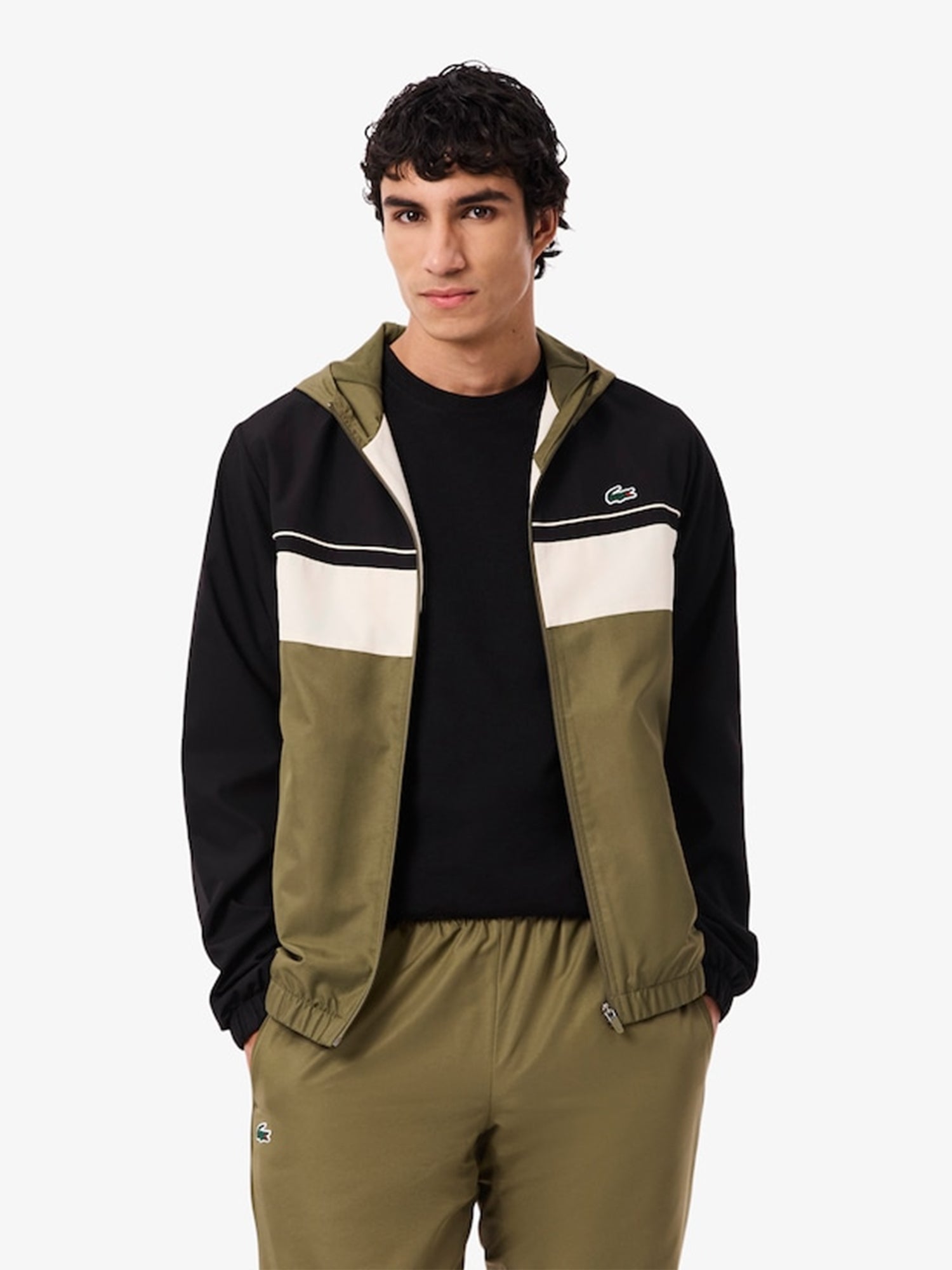 Lacoste Diamond Taffeta Tennis Tracksuit Set Olive/Black/Lapland from Saxumo