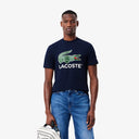 Lacoste Jersey Signature Print T-Shirt Navy Blue from StockUK