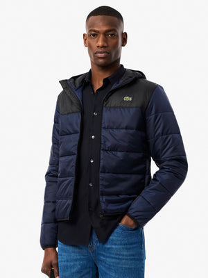 Lacoste Water-Repellant Quilted Puffed Jacket Navy Blue/Black from Saxumo