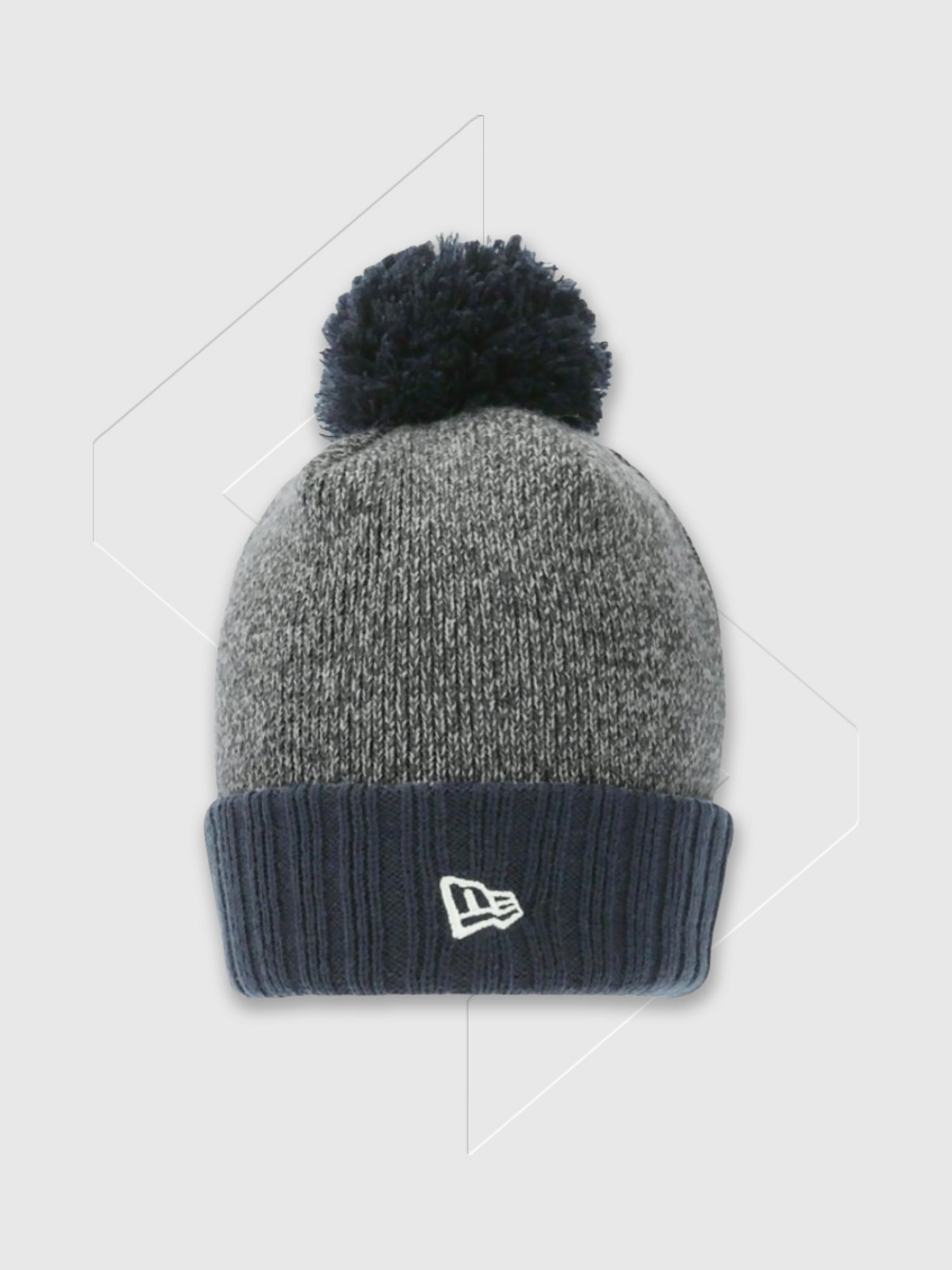 New Era Knitted Bobble Hat Grey/Navy from Saxumo.com