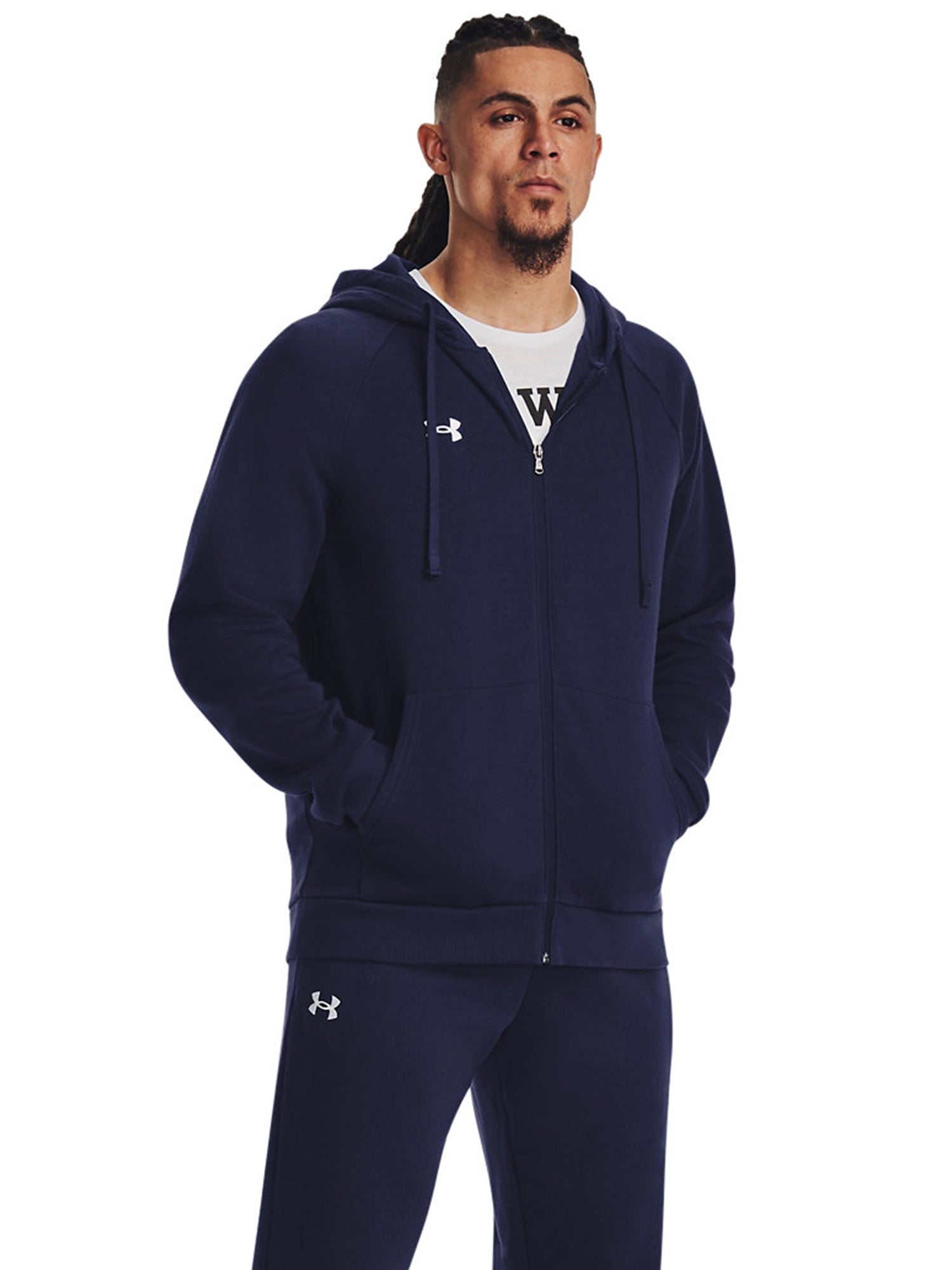 Under Armour Rival Fleece Full Zip Jacket Navy Blue from Saxumo