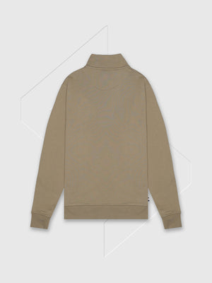 Aquascutum Active Centered Logo Quarter Zip Fleece Khaki from Saxumo.com