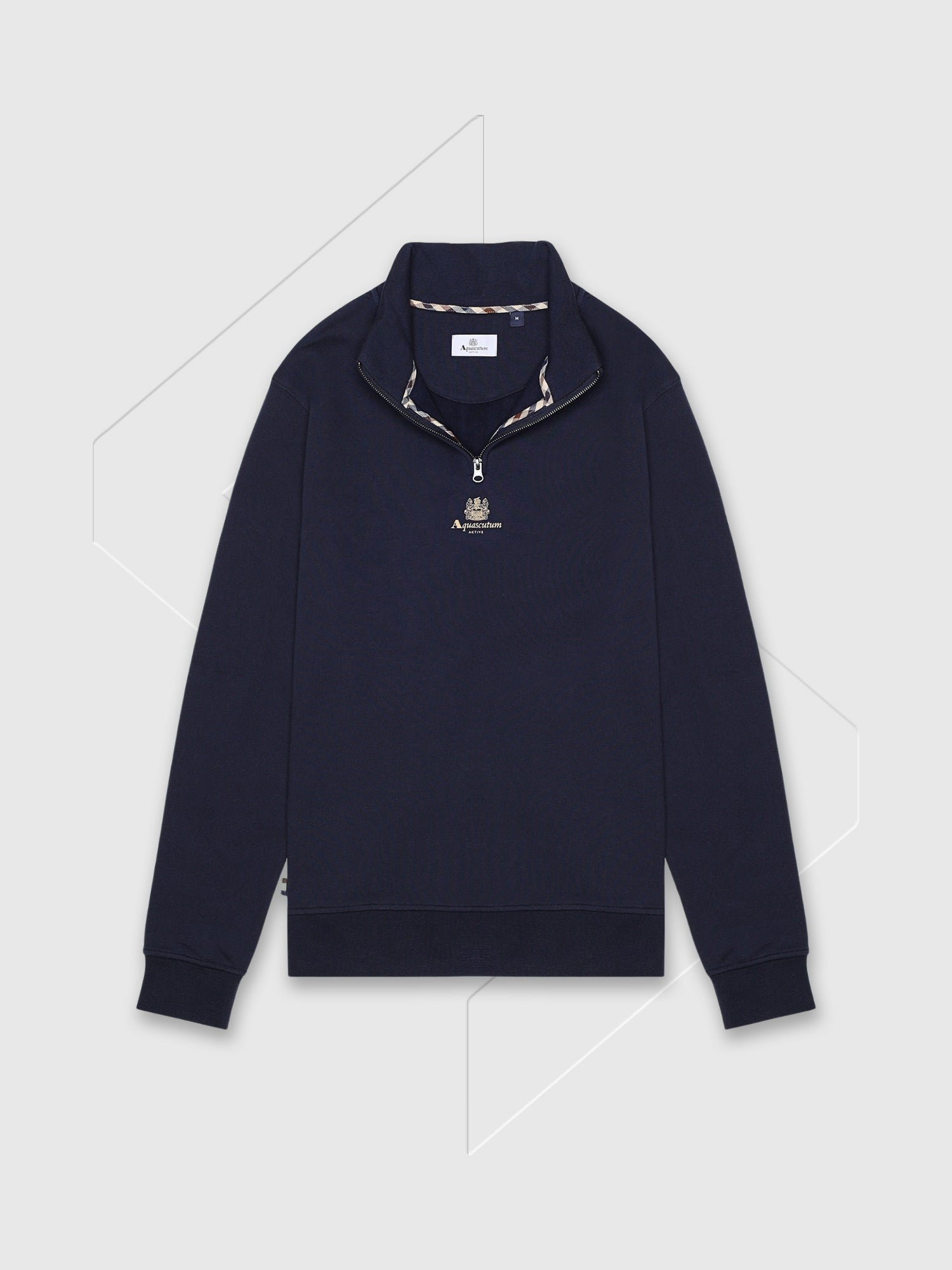 Aquascutum Active Centered Logo Quarter Zip Fleece Navy from Saxumo.com