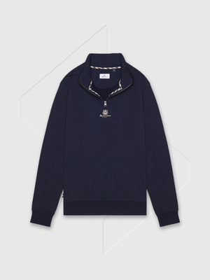 Aquascutum Active Centered Logo Quarter Zip Fleece Navy from Saxumo.com