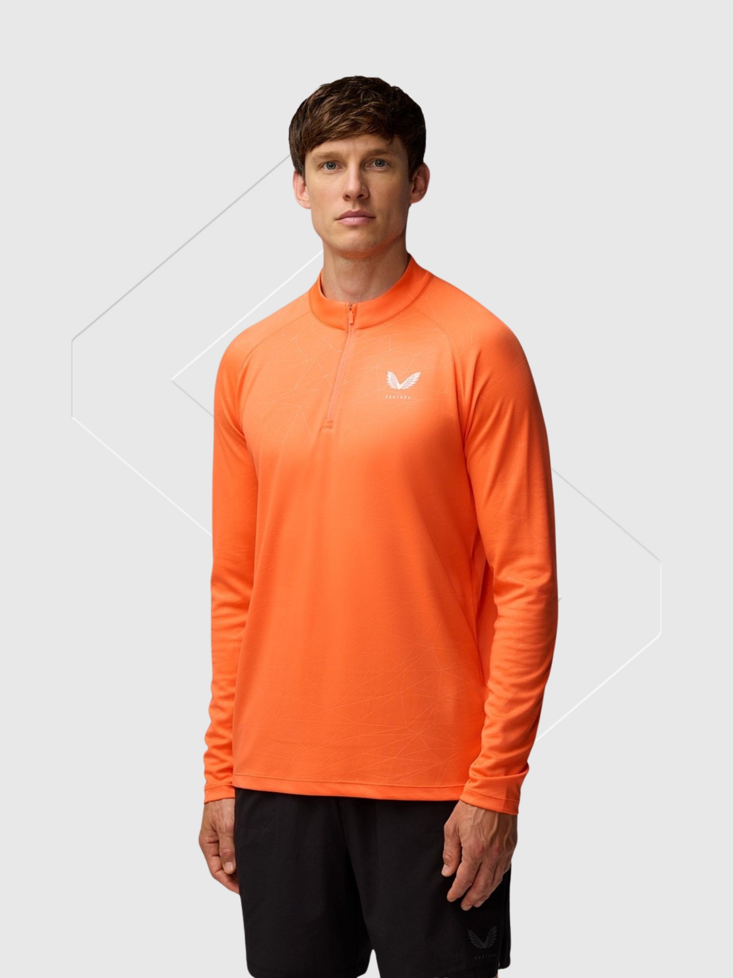 Castore Adapt Training Half Zip Top Bright Orange/Mid Grey from Saxumo.com