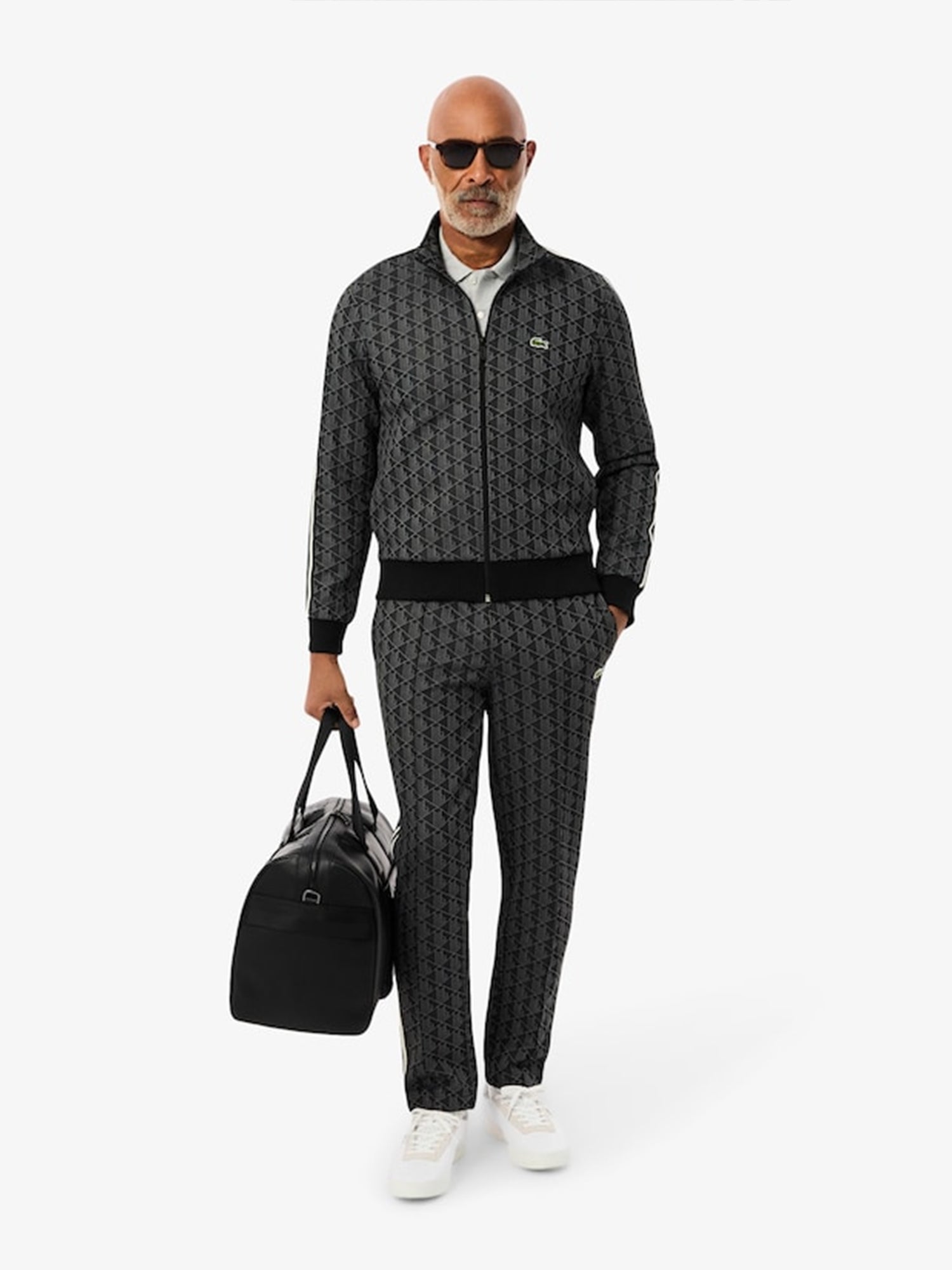 Lacoste Paris Monogram Jacquard Track Pants Black/Graphite from Saxumo