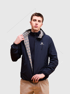 Aquascutum Reversible Hooded Sailor Jacket Navy from Saxumo.com