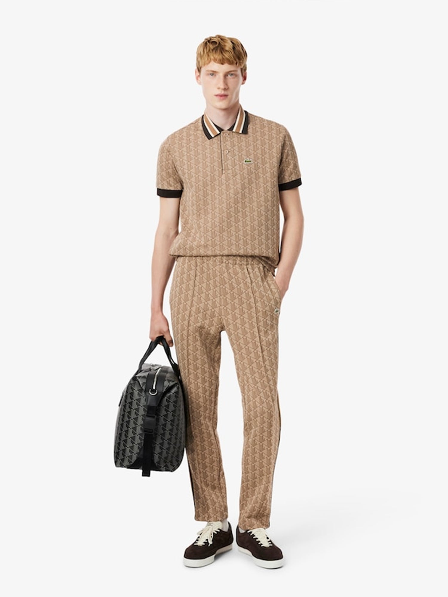 Lacoste Paris Monogram Jacquard Track Pants Brown from Saxumo
