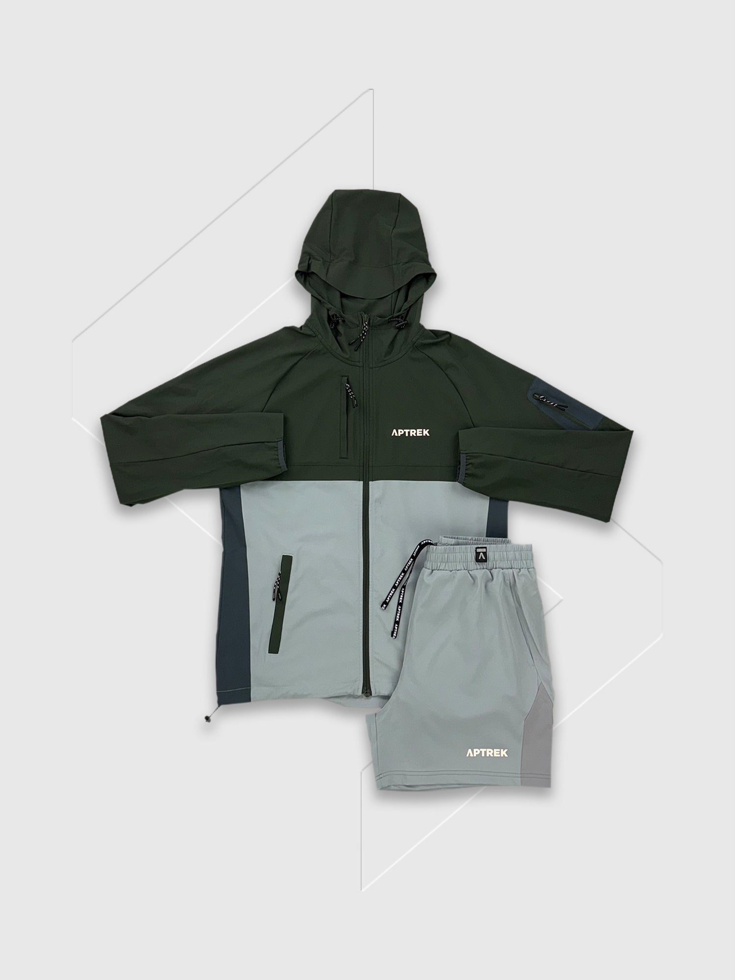 Aptrek Core Motion Element Jacket/Short Set Khaki Green/Grey from Saxumo.com