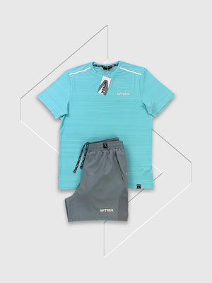 Aptrek Element T-Shirt/Short Set Turquoise/Grey from Saxumo.com