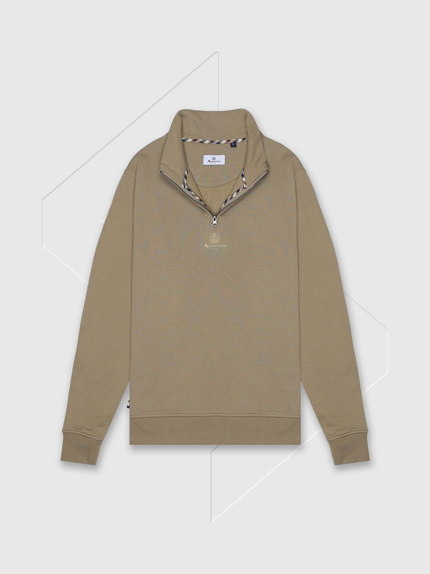 Aquascutum Active Centered Logo Quarter Zip Fleece Khaki from Saxumo.com