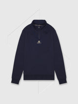 Aquascutum Active Centered Logo Quarter Zip Fleece Navy