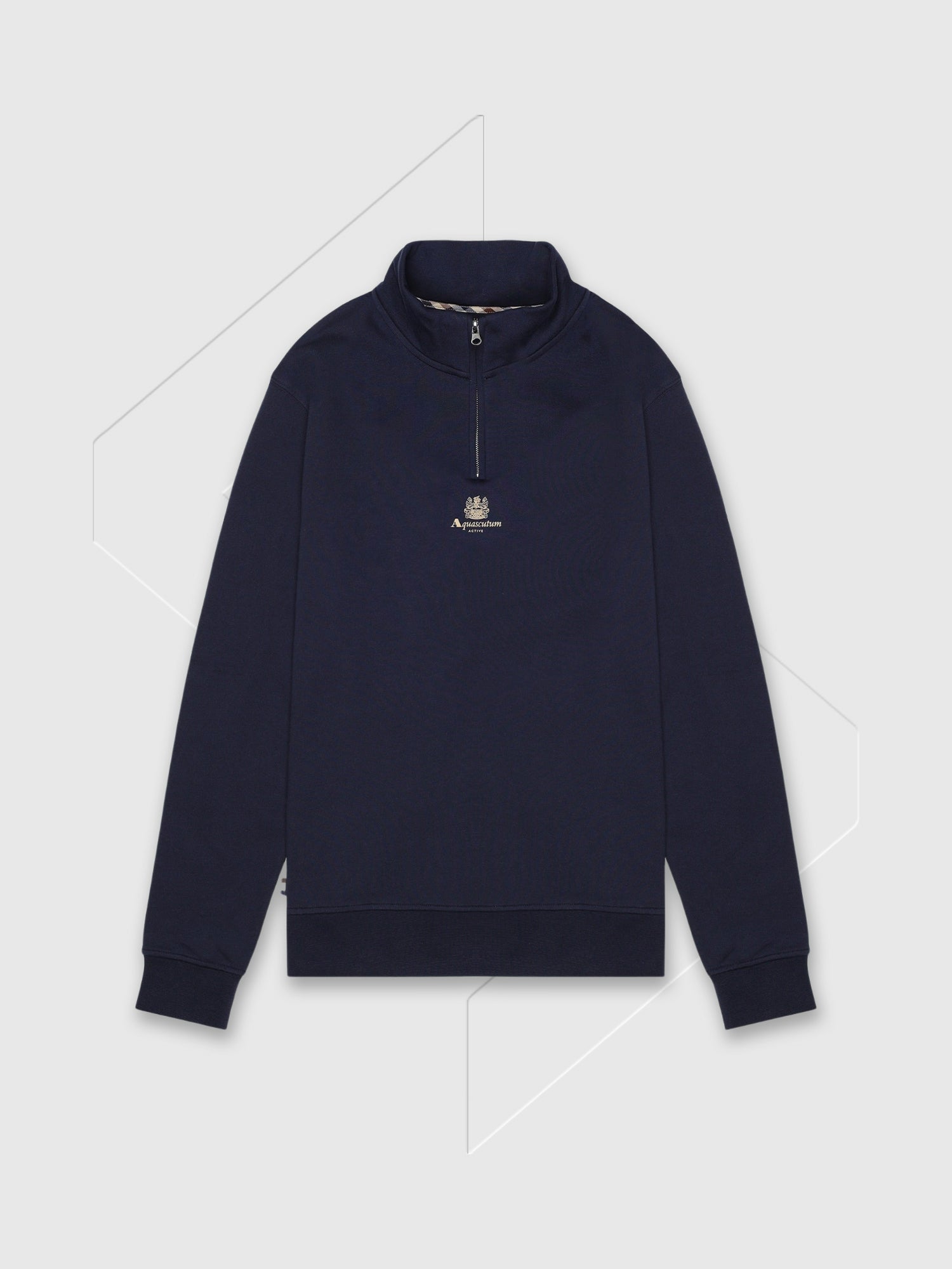 Aquascutum Active Centered Logo Quarter Zip Fleece Navy from Saxumo.com