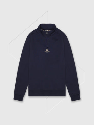 Aquascutum Active Centered Logo Quarter Zip Fleece Navy from Saxumo.com
