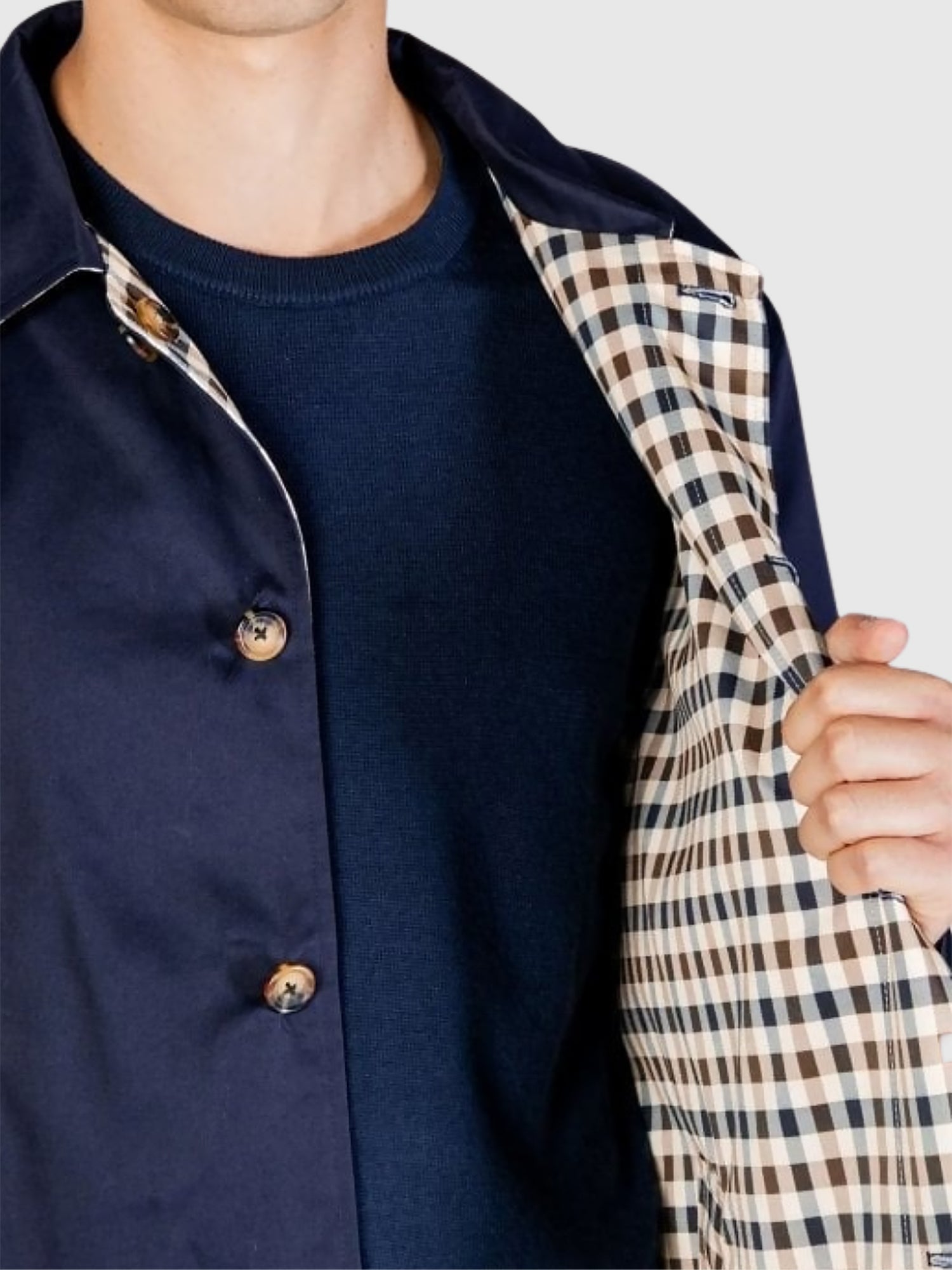Aquascutum Archival Reversible Mid Coat Navy from Saxumo.com