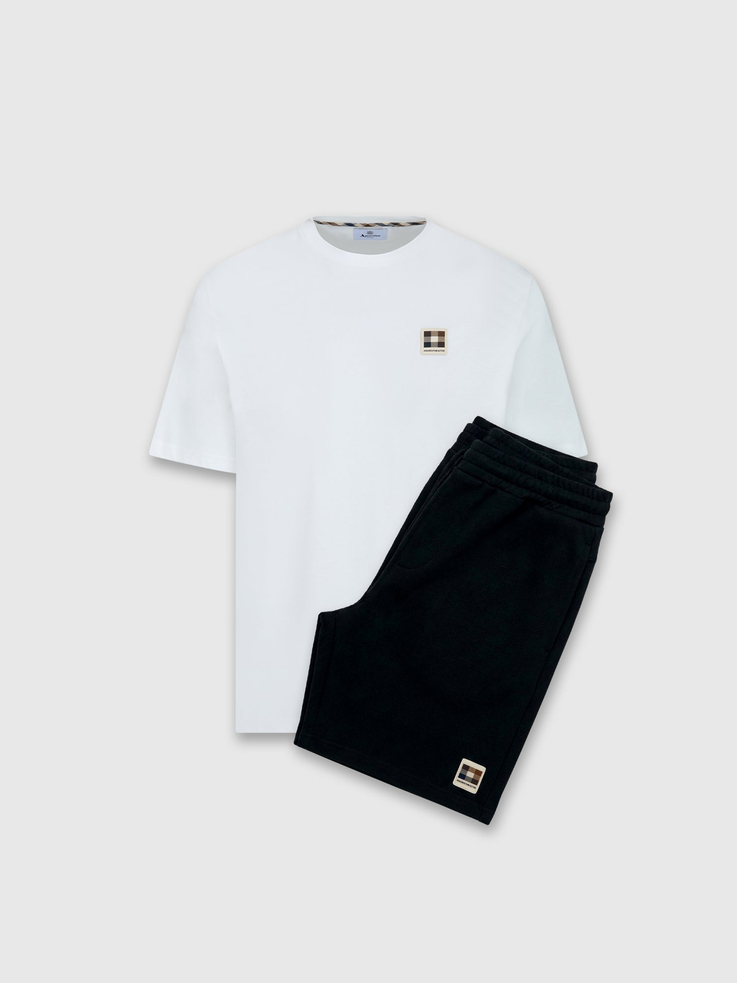 Aquascutum Badge T-shirt /Short Set White/Black from Saxumo.com
