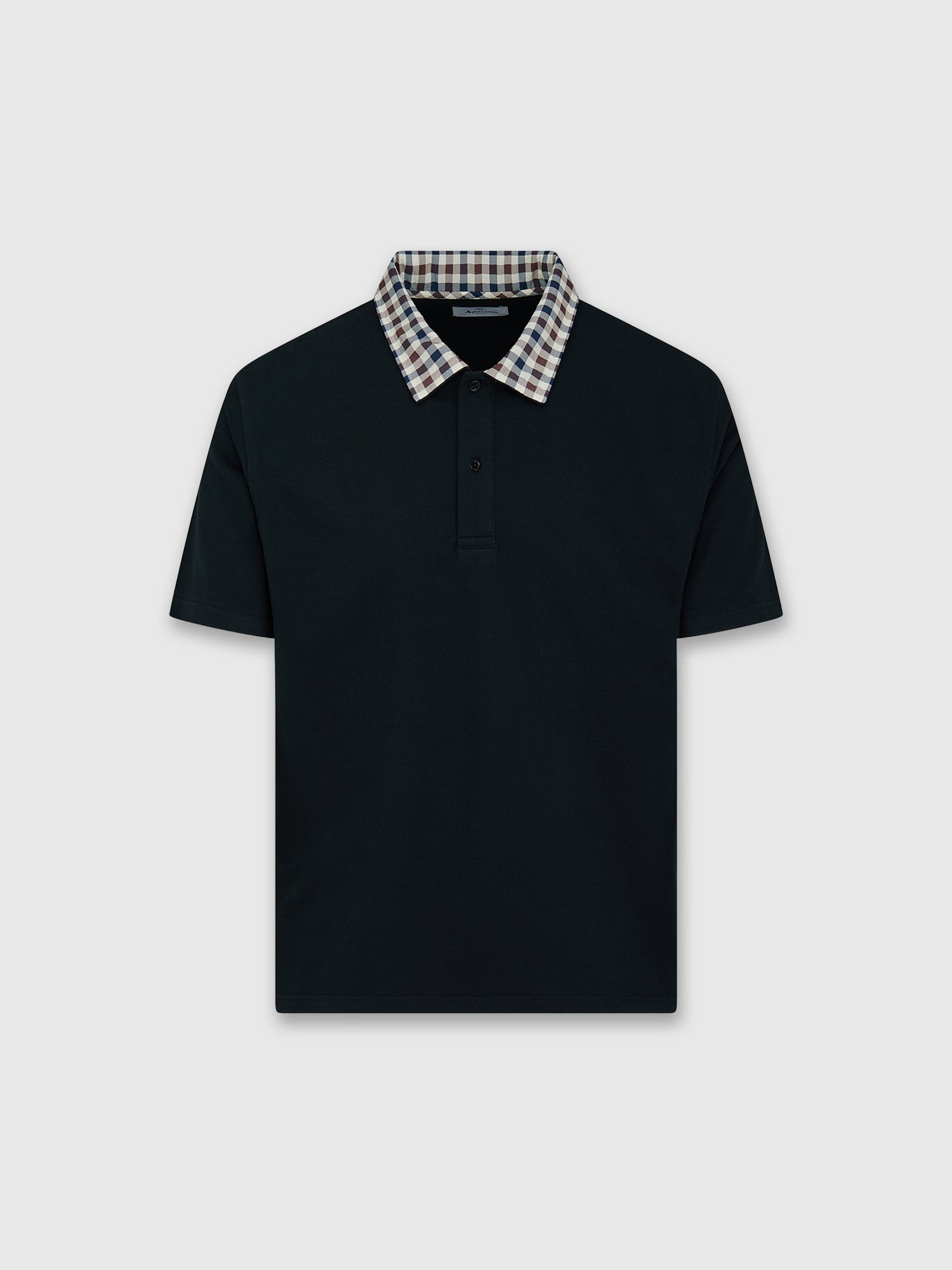 Aquascutum Club Check Collar Polo Black from Saxumo.com