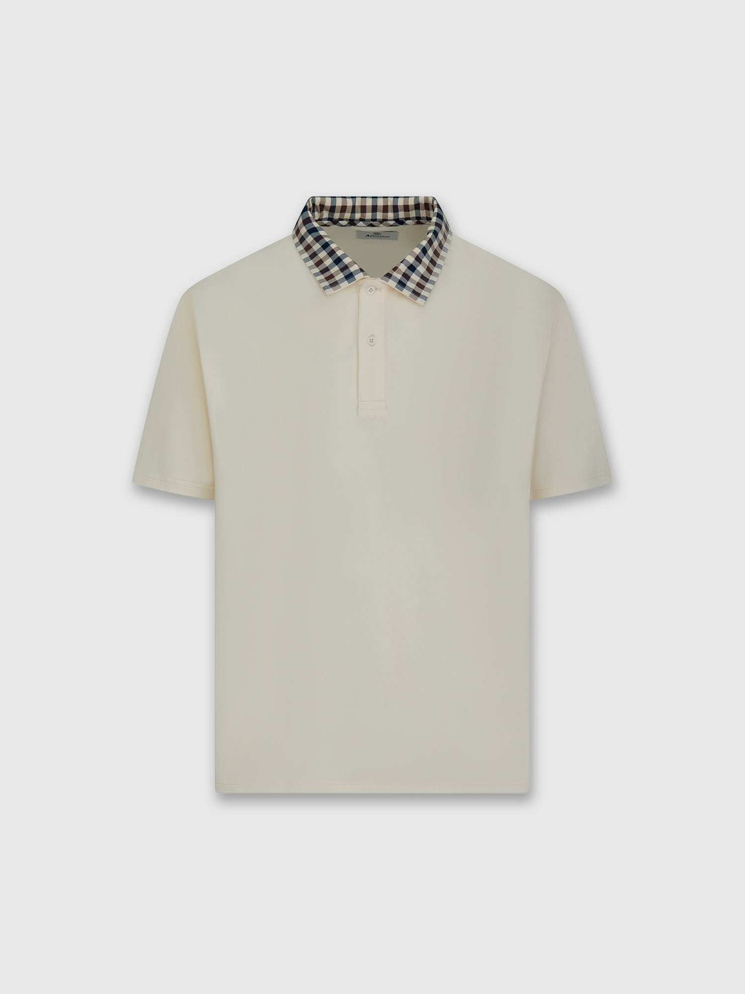 Aquascutum Club Check Collar Polo Old White from Saxumo.com