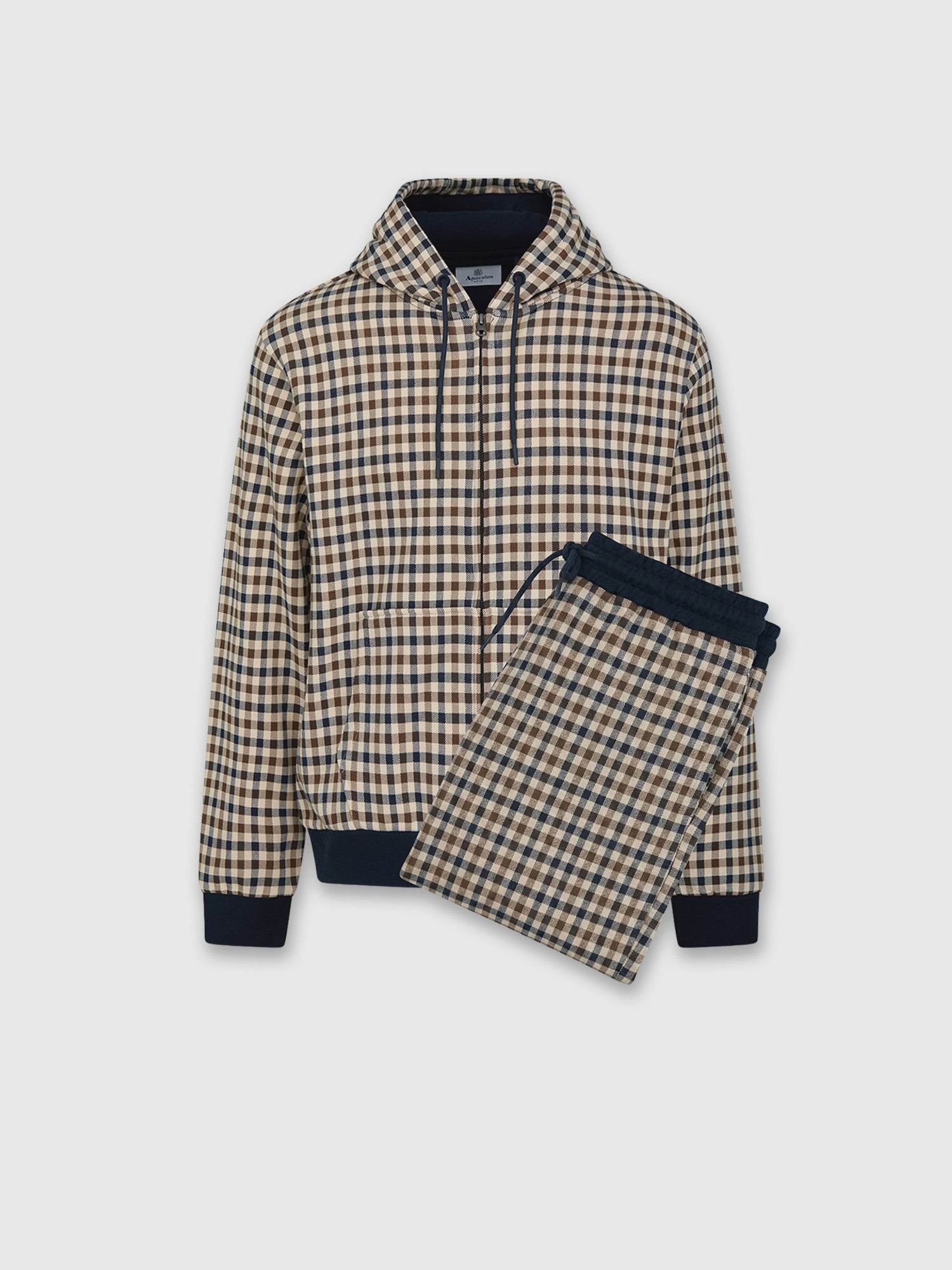 Aquascutum Club Check Full Zip Hoodie /Short Set Plaid/Navy from Saxumo.com