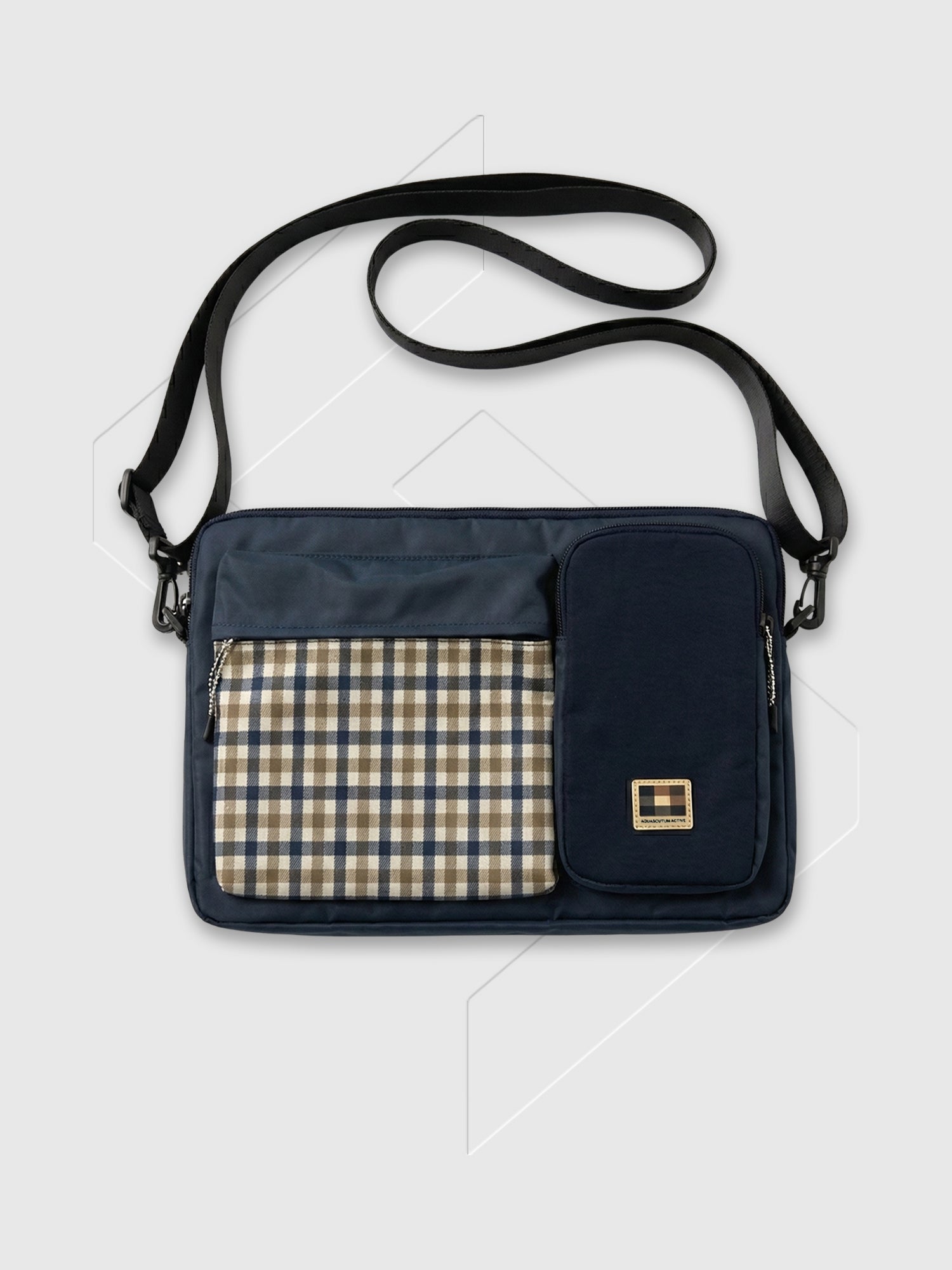 Aquascutum Lamina Check Badge Cover 14 Navy from Saxumo.com