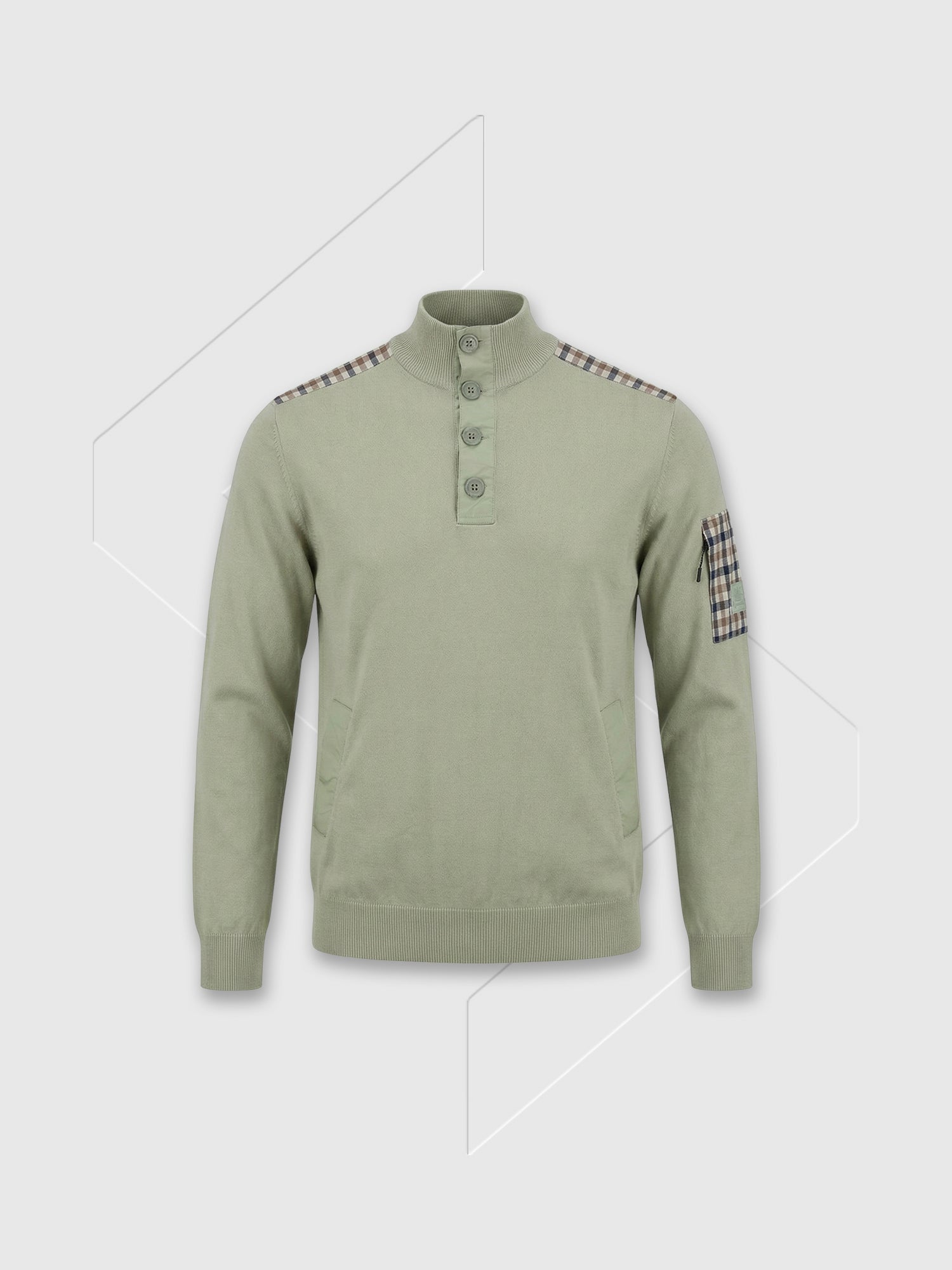 Aquascutum Lamina Pocket Mock Neck Salvia from Saxumo.com