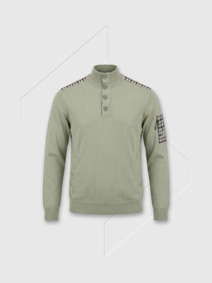 Aquascutum Lamina Pocket Mock Neck Salvia from Saxumo.com