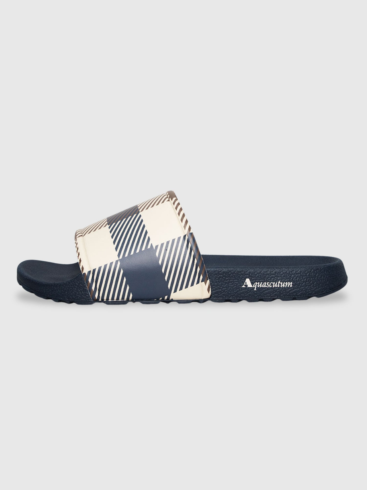 Aquascutum Macro Iconic Check Slipper Navy from Saxumo.com