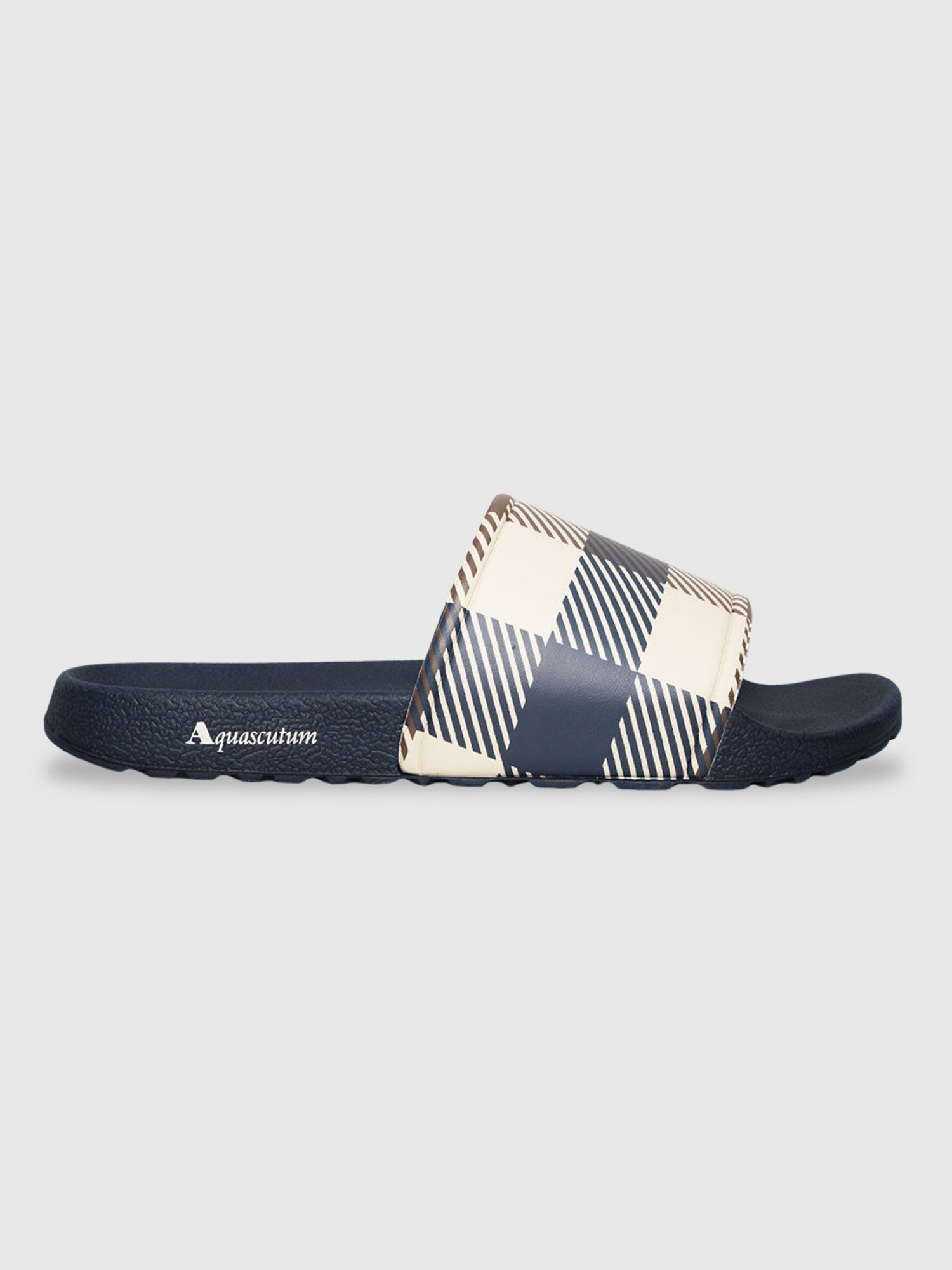 Aquascutum Macro Iconic Check Slipper Navy from Saxumo.com