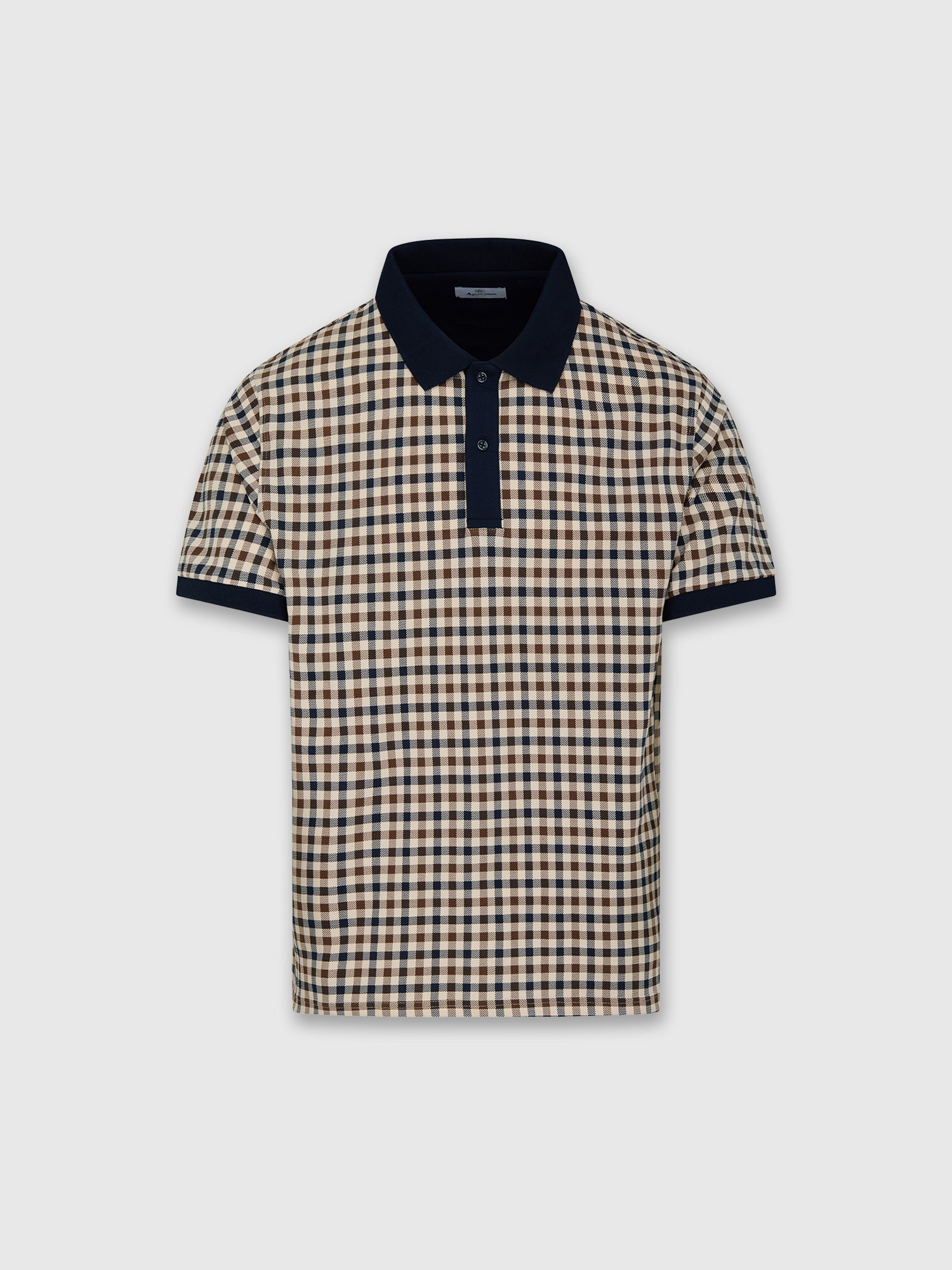 Aquascutum Stretch Piquet Check Collar Polo Navy from Saxumo.com
