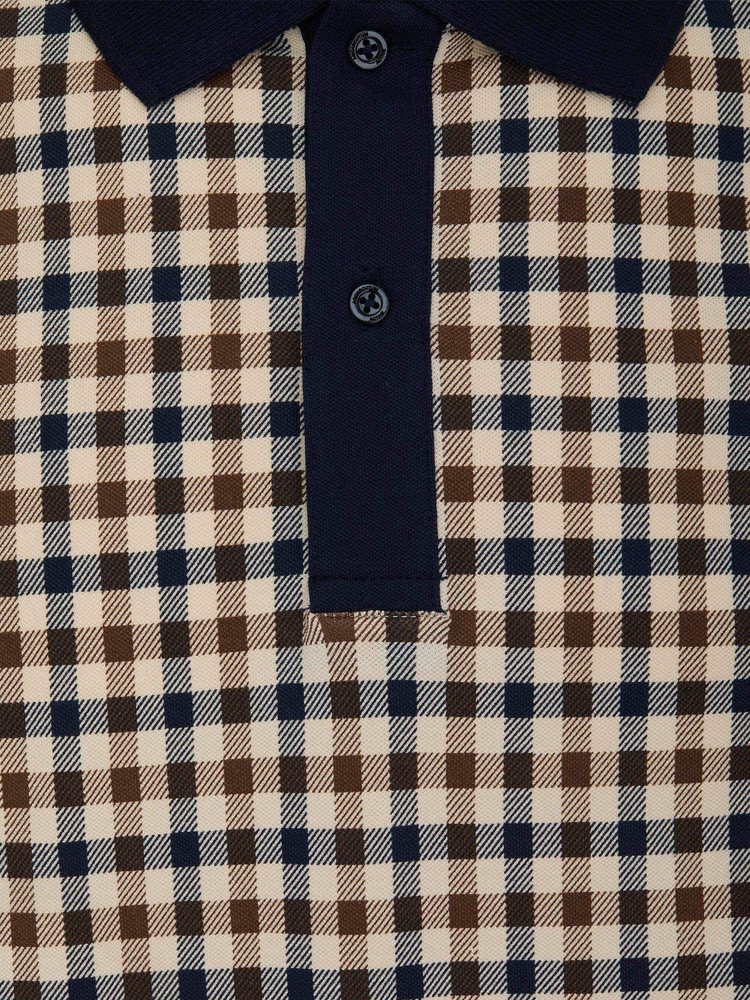 Aquascutum Stretch Piquet Check Collar Polo Navy from Saxumo.com