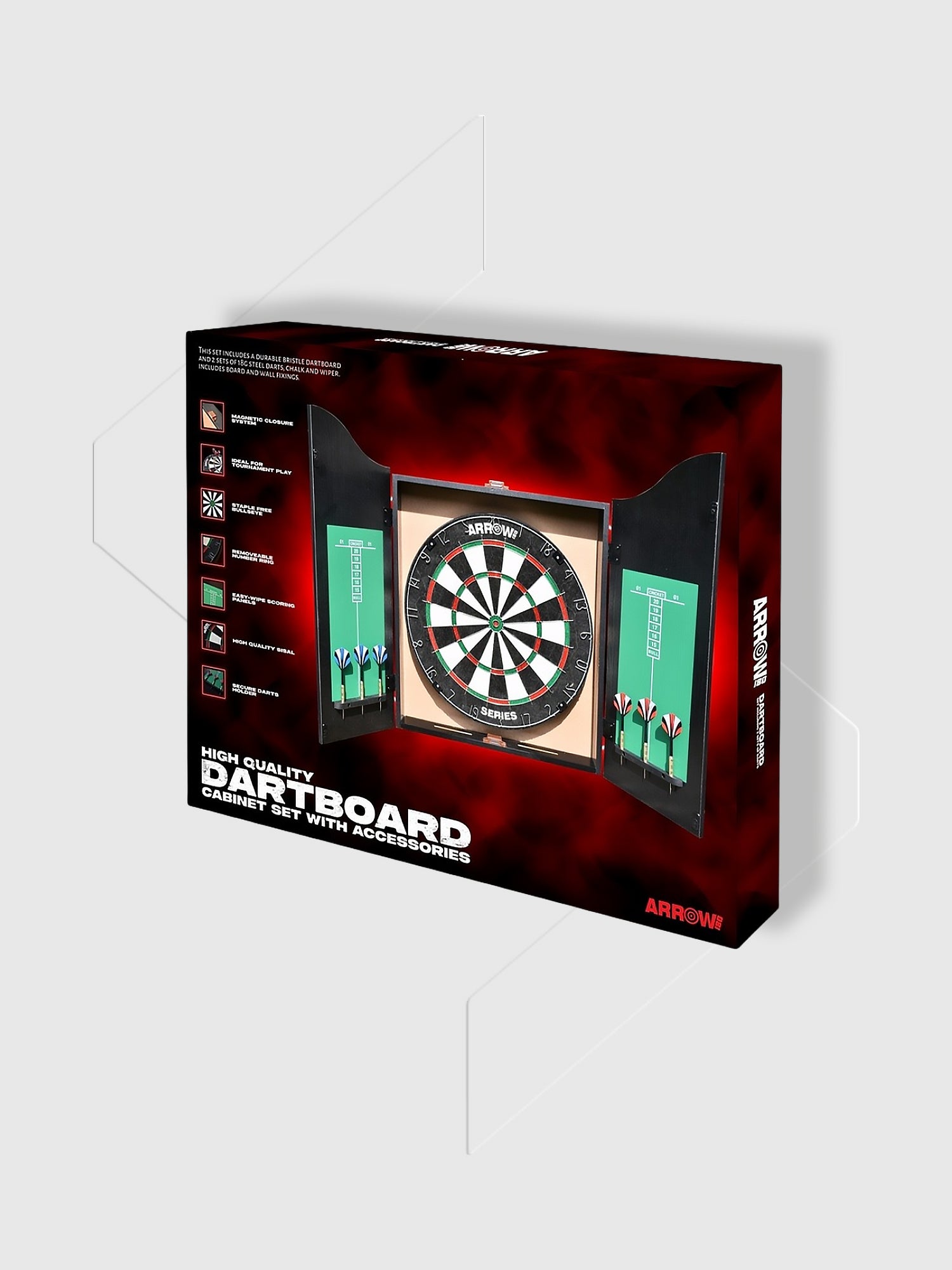 Arrow180 Bristle Dartboard Cabinet Set from Saxumo.com