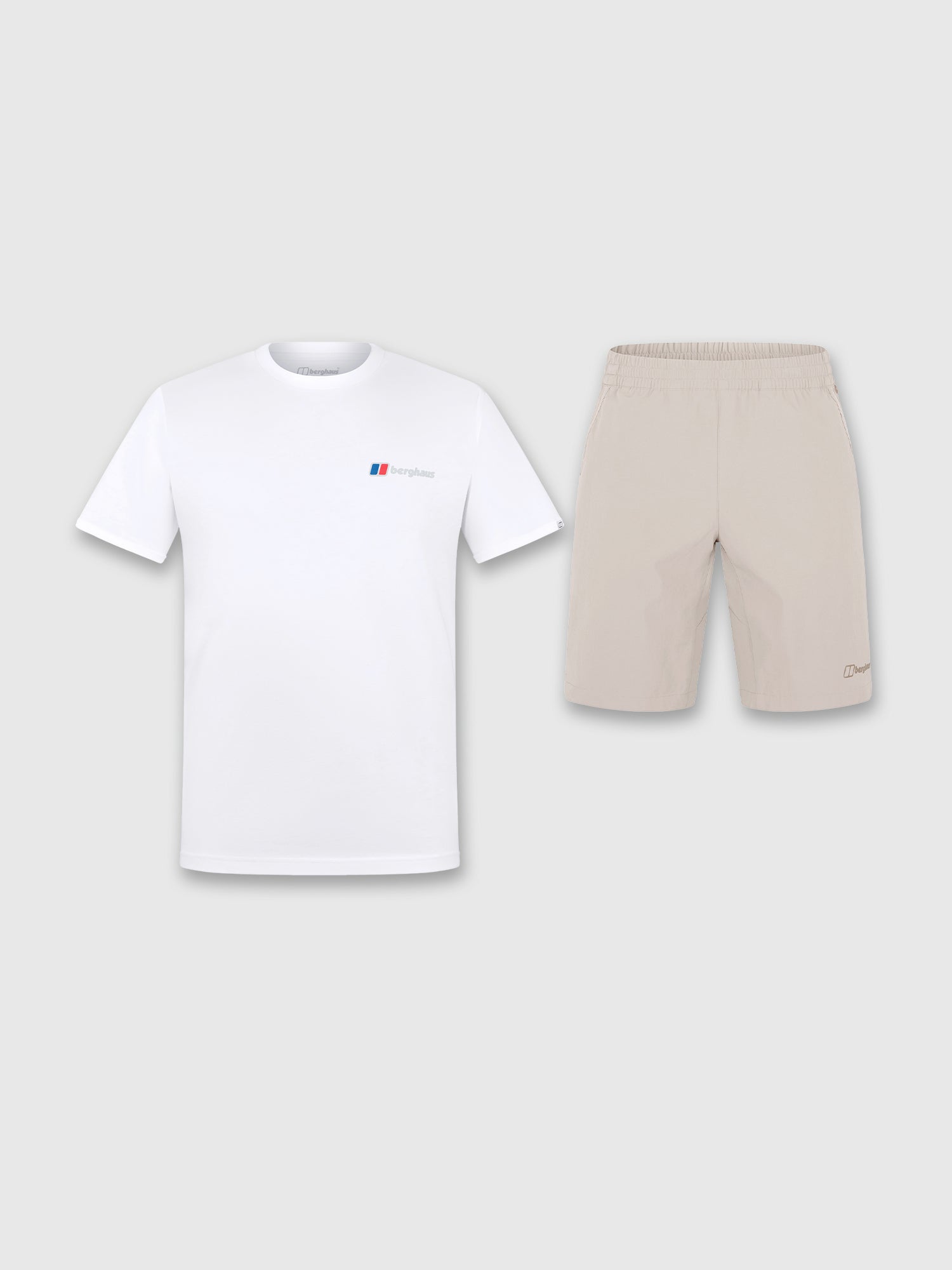 Berghaus Front/Back Logo T-shirt/Short Set White/Light Grey from Saxumo.com