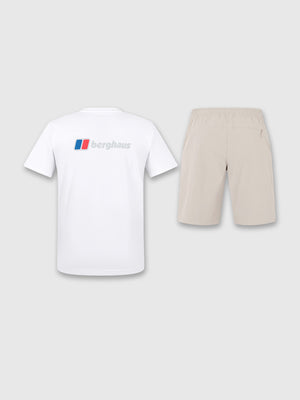 Berghaus Front/Back Logo T-shirt/Short Set White/Light Grey from Saxumo.com