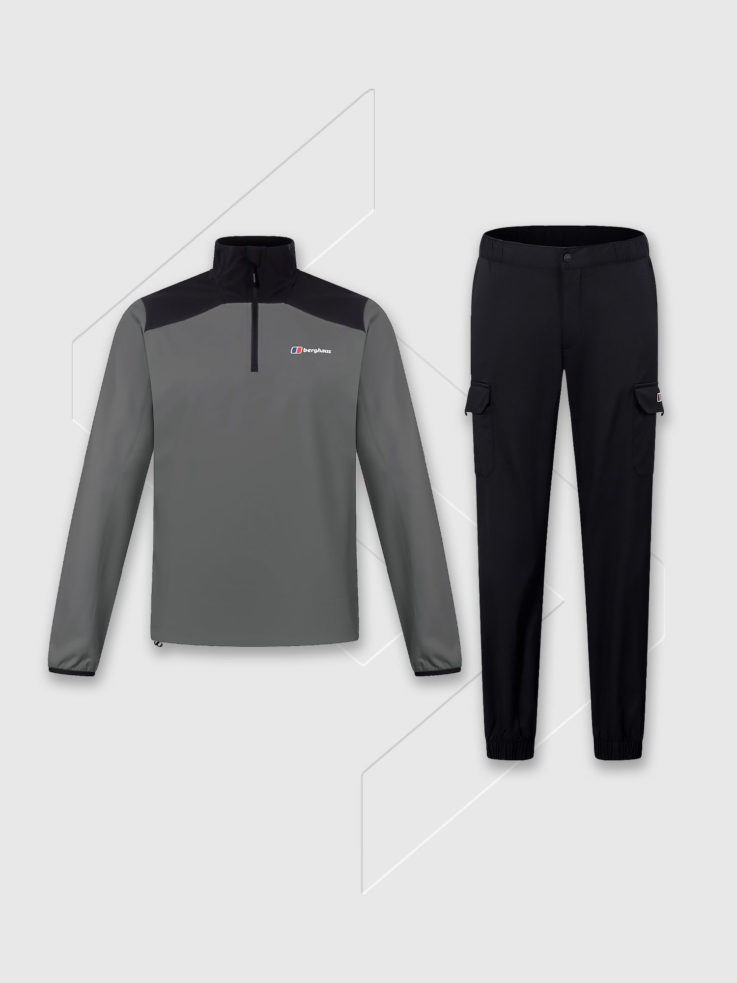 Berghaus Terrain Trek Half Zip/Cargo Set Dark Grey/Black/Black from Saxumo.com