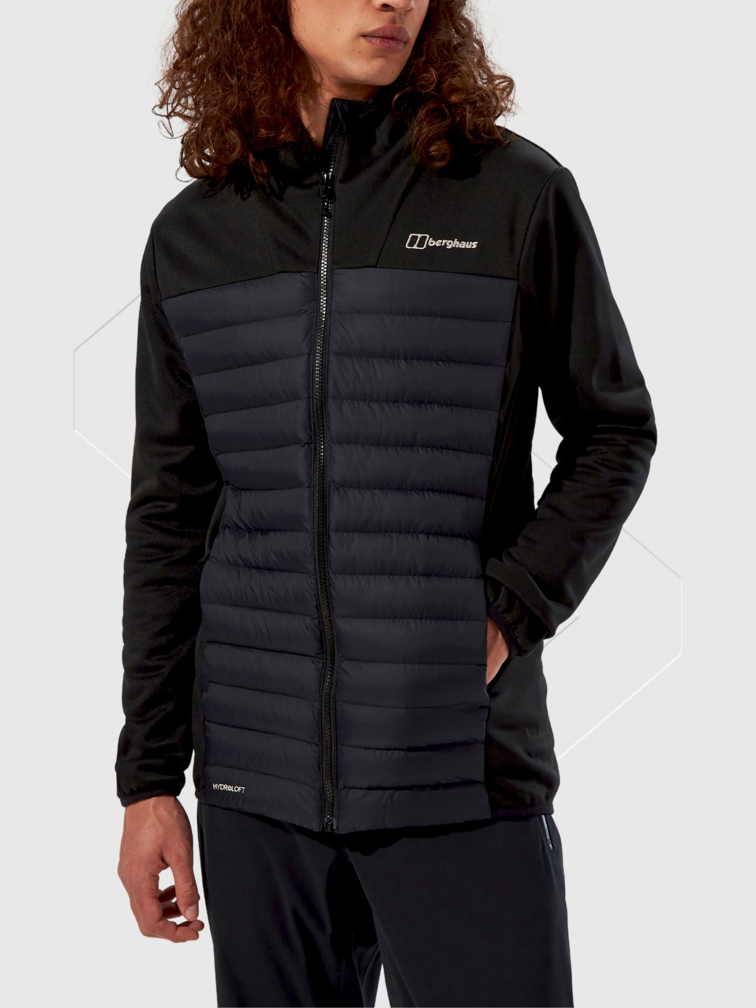 Berghaus Vaskye Hooded Hybrid Full Zip Jacket Black/Black from Saxumo.com