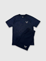 Castore Adapt Training Branded Elastic T-Shirt/Short Set Navy/White/Navy