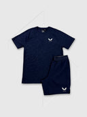 Castore Adapt Training Branded Elastic T-Shirt/Short Set Navy/White/Navy from Saxumo.com