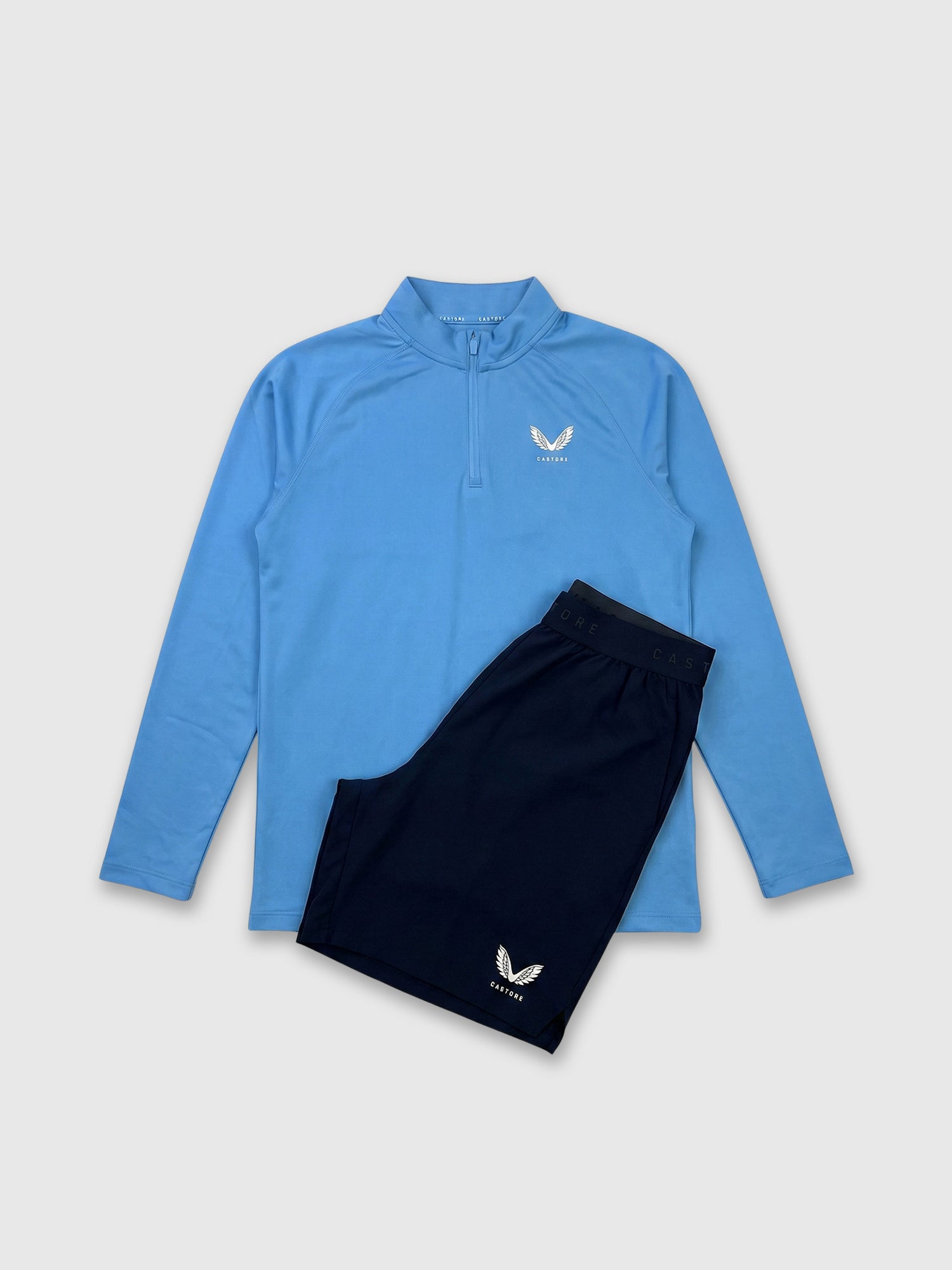 Castore Adapt Training Half Zip Top/Short Set Cool Blue/Navy from Saxumo.com