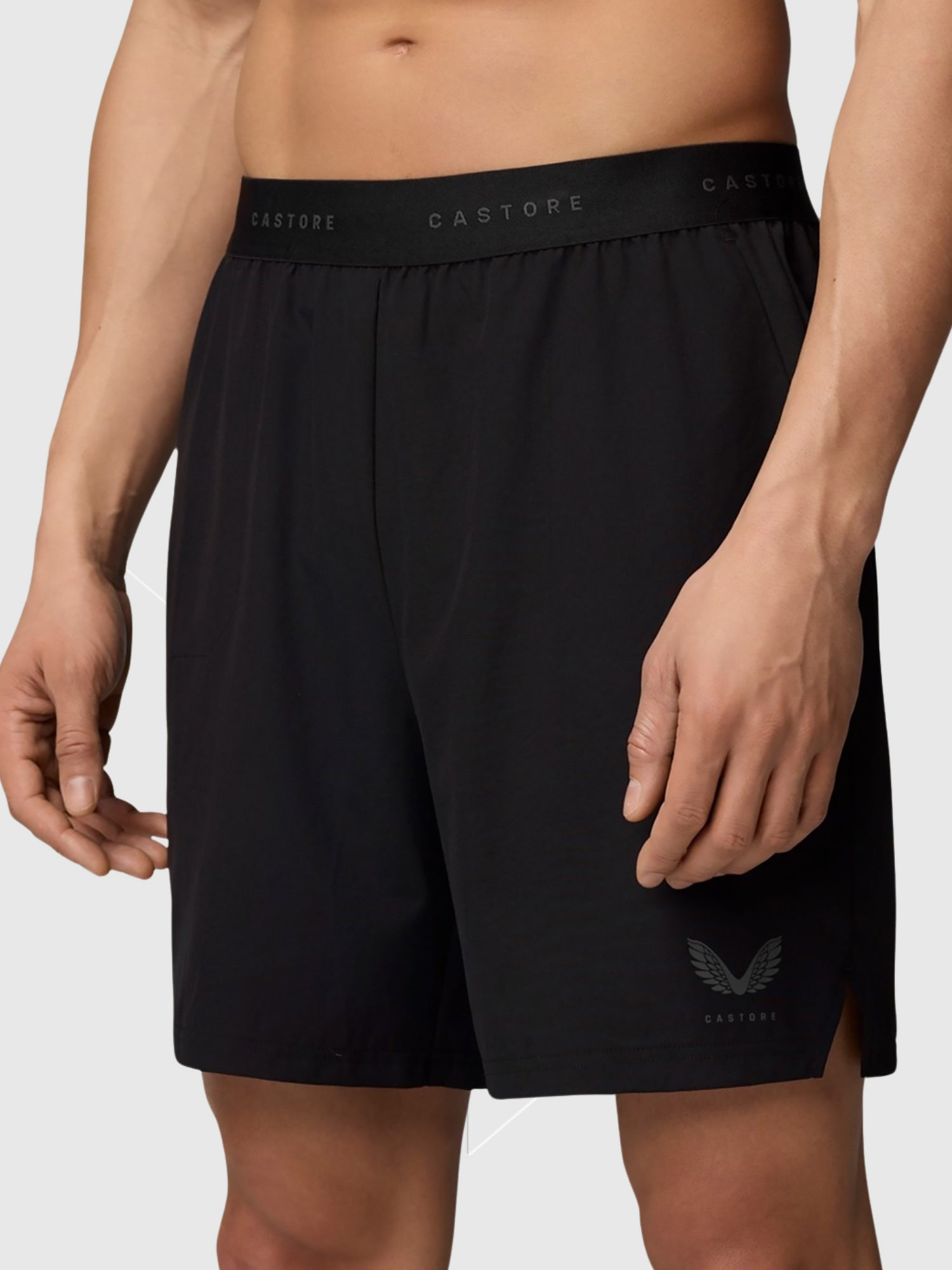 Castore Adapt Training Branded Elastic T-Shirt/Short Set Bright Orange/Mid Grey/Black from Saxumo.com